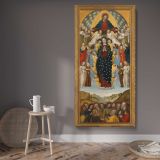The Assumption of the Virgin by Bergognone canvas wall art displayed in a contemporary room
