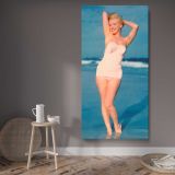 Marilyn Monroe Beach Portrait canvas wall art displayed in a contemporary room