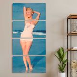Marilyn Monroe Beach Portrait three panel canvas wall art room mockup