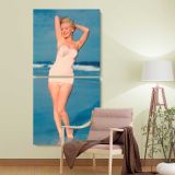 Marilyn Monroe Beach Portrait two panel canvas wall art room mockup