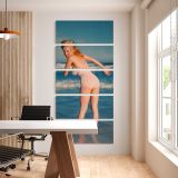 Marilyn Monroe Paddling at the Beach five panel canvas wall art office mockup