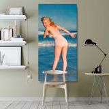Marilyn Monroe Paddling at the Beach canvas wall art shown in a modern interior