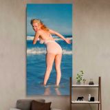 Marilyn Monroe Paddling at the Beach canvas wall art in a styled interior