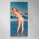 Marilyn Monroe Paddling at the Beach Canvas Wall Art Print