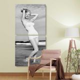 Marilyn Monroe in a White Swimsuit two panel canvas wall art room mockup