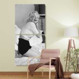 Marilyn Monroe Relaxing in Bed two panel canvas wall art room mockup
