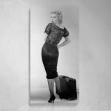 Marilyn Monroe Bus Stop Portrait with Suitcase Canvas Wall Art Print