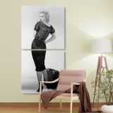 Marilyn Monroe Bus Stop Portrait with Suitcase two panel canvas wall art room mockup