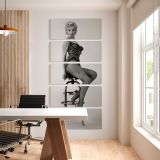 Marilyn Monroe Seated Bus Stop Portrait five panel canvas wall art office mockup