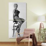 Marilyn Monroe Seated Bus Stop Portrait two panel canvas wall art room mockup