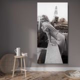 Marilyn Monroe on a New York Balcony canvas wall art displayed in a contemporary room