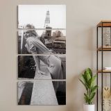 Marilyn Monroe on a New York Balcony three panel canvas wall art room mockup