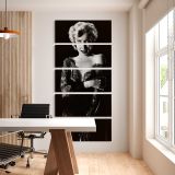Marilyn Monroe in a Black Evening Dress five panel canvas wall art office mockup