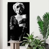 Marilyn Monroe in a Black Evening Dress canvas print displayed in a modern interior