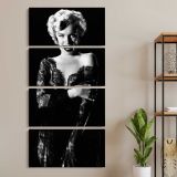 Marilyn Monroe in a Black Evening Dress three panel canvas wall art room mockup