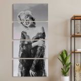 Marilyn Monroe Glamour Portrait three panel canvas wall art room mockup