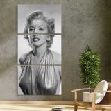 Marilyn Monroe Classic Studio Portrait three panel canvas print in a contemporary interior