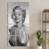 Marilyn Monroe Classic Studio Portrait three panel canvas wall art room mockup