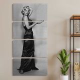 Marilyn Monroe in an Evening Gown three panel canvas wall art room mockup