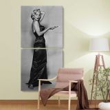 Marilyn Monroe in an Evening Gown two panel canvas wall art room mockup