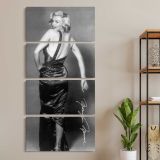 Marilyn Monroe Backless Dress Portrait three panel canvas wall art room mockup
