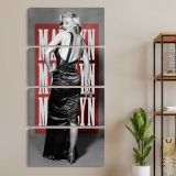 Marilyn Monroe Pop Art Backless Dress Portrait three panel canvas wall art room mockup