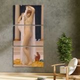 Frederic Lord Leighton The Bath of Psyche Tate Britain by Frederic Leighton three panel canvas print in a contemporary interior