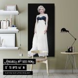 Marilyn Monroe in a White Evening Gown canvas wall art shown in a modern interior