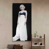 Marilyn Monroe in a White Evening Gown canvas wall art in a styled interior