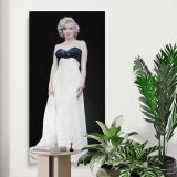Marilyn Monroe in a White Evening Gown canvas print displayed in a modern interior
