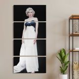 Marilyn Monroe in a White Evening Gown three panel canvas wall art room mockup