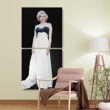 Marilyn Monroe in a White Evening Gown two panel canvas wall art room mockup