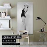 Marilyn Monroe Black Swimsuit Portrait canvas wall art shown in a modern interior