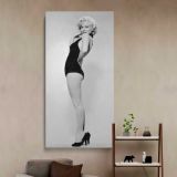 Marilyn Monroe Black Swimsuit Portrait canvas wall art in a styled interior