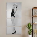 Marilyn Monroe Black Swimsuit Portrait three panel canvas wall art room mockup