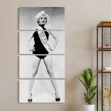 Marilyn Monroe Miss Naval Air Station Portrait three panel canvas wall art room mockup
