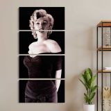 Marilyn Monroe Monkey Business Glamour Portrait three panel canvas wall art room mockup