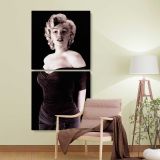 Marilyn Monroe Monkey Business Glamour Portrait two panel canvas wall art room mockup