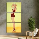 Marilyn Monroe Pin Up Portrait three panel canvas print in a contemporary interior
