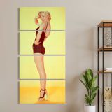 Marilyn Monroe Pin Up Portrait three panel canvas wall art room mockup