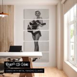 Marilyn Monroe Playing Guitar five panel canvas wall art office mockup