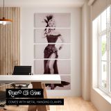 Marilyn Monroe Saloon Showgirl Portrait five panel canvas wall art office mockup