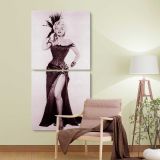 Marilyn Monroe Saloon Showgirl Portrait two panel canvas wall art room mockup