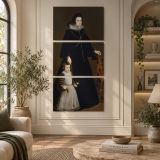 Lady Antonia de Ipenarrieta and Her Son by Diego Velazquez canvas wall art displayed in an interior