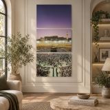 The Kaaba at Night canvas wall art displayed in an interior