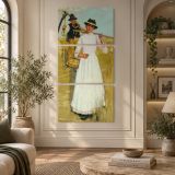 The Return of the Reapers by Henry Herbert La Thangue canvas wall art displayed in an interior