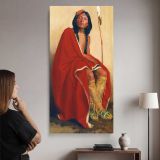 Native American Chief in a Red Blanket canvas wall art mockup 02