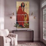 Native American Chief in a Red Blanket canvas print shown in a styled interior