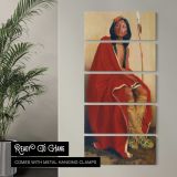 Native American Chief in a Red Blanket canvas wall art in a contemporary room