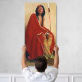 Native American Chief in a Red Blanket Canvas Wall Art Print